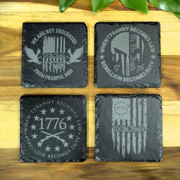 Patriotic Slate Coaster Set 1776 Coasters Slate Coasters- American Flag Coaster - Picture 15 of 16